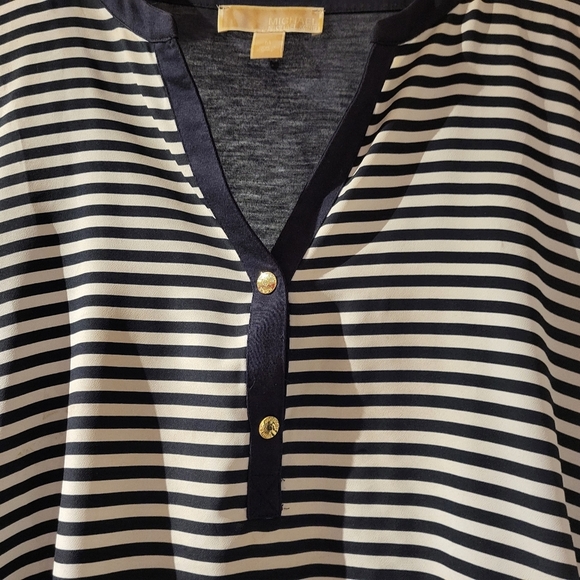 Micheals Kors Navy and White Striped Long Sleeve Top - Picture 4 of 7